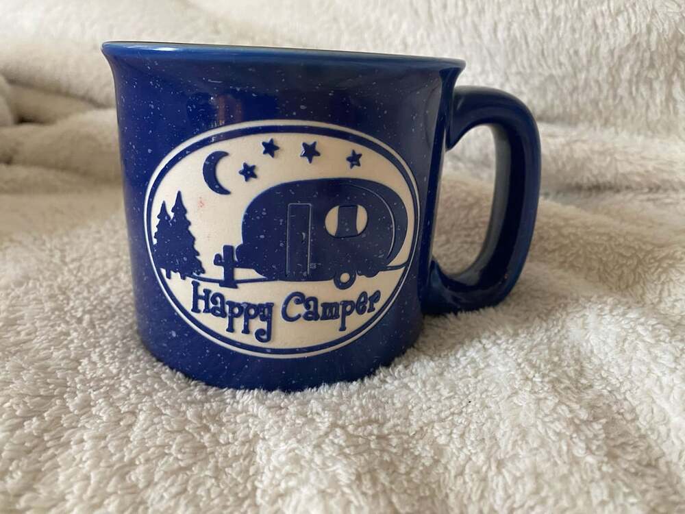 Cape Shore Happy Camper Blue Ceramic Camp Mug